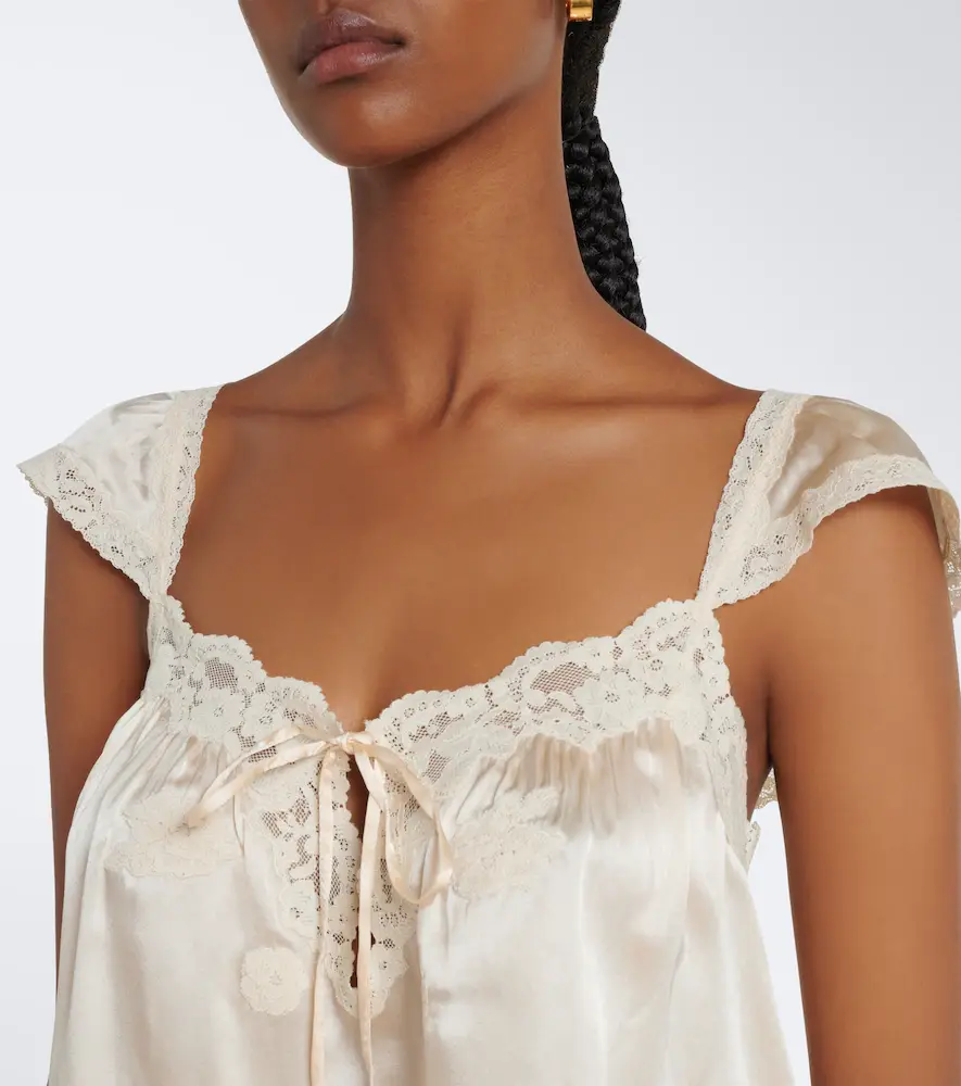 DÔEN Dôen Rosalee lace-trimmed silk satin top | Thumbnail 3