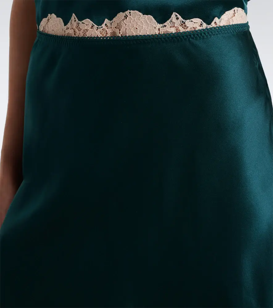 DÔEN Dôen Giulietta lace-trimmed silk satin miniskirt | Thumbnail 2