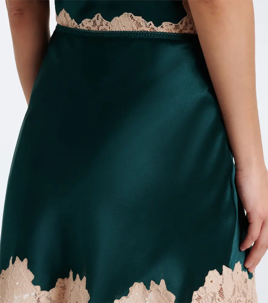 DÔEN Dôen Giulietta lace-trimmed silk satin miniskirt | Thumbnail 3