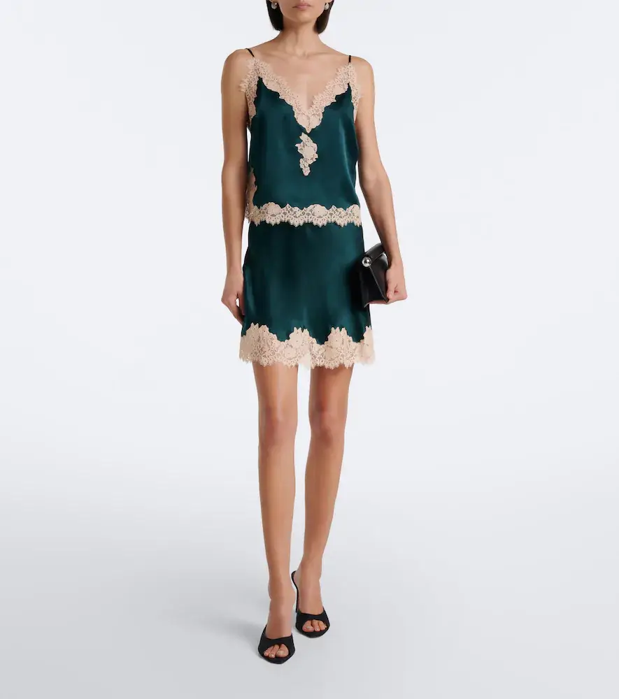 DÔEN Dôen Giulietta lace-trimmed silk satin miniskirt | Thumbnail 4