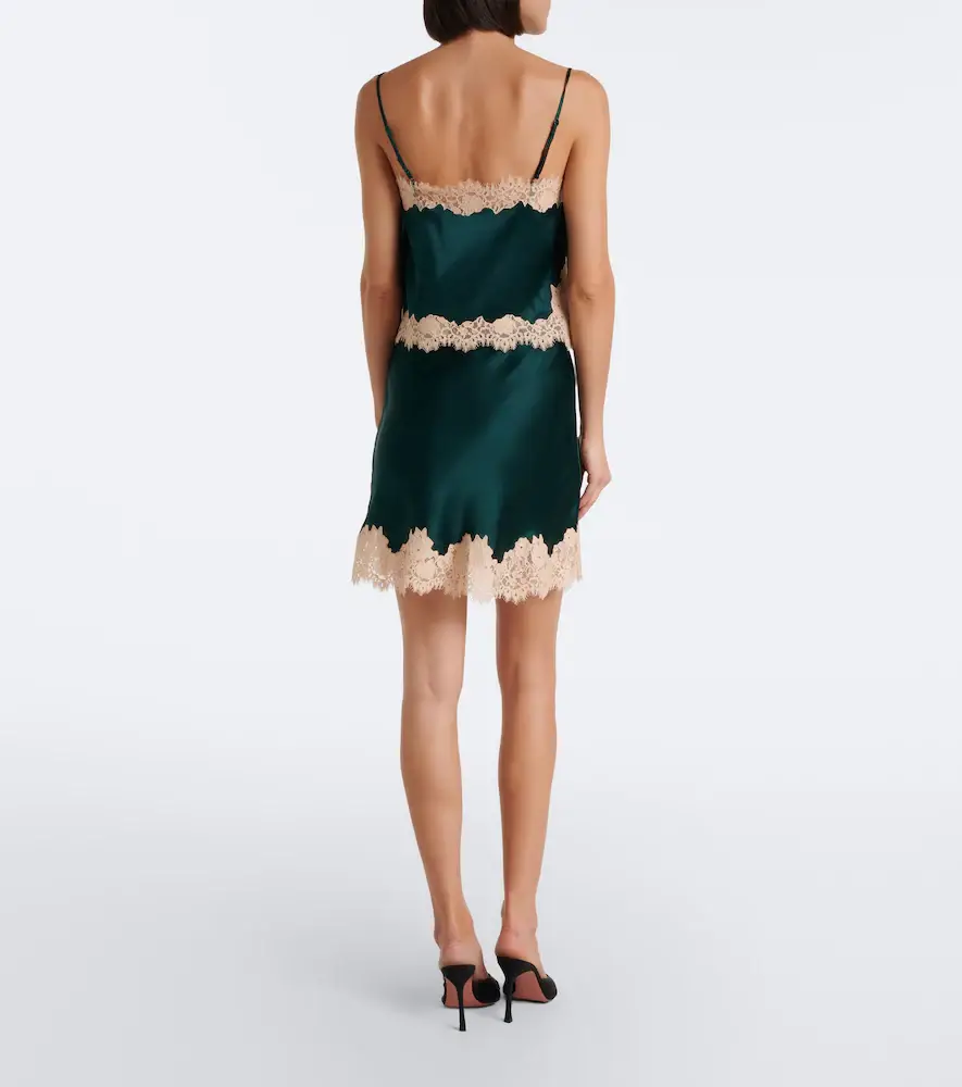 DÔEN Dôen Giulietta lace-trimmed silk satin miniskirt | Thumbnail 5