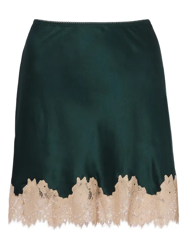 DÔEN Dôen Giulietta lace-trimmed silk satin miniskirt