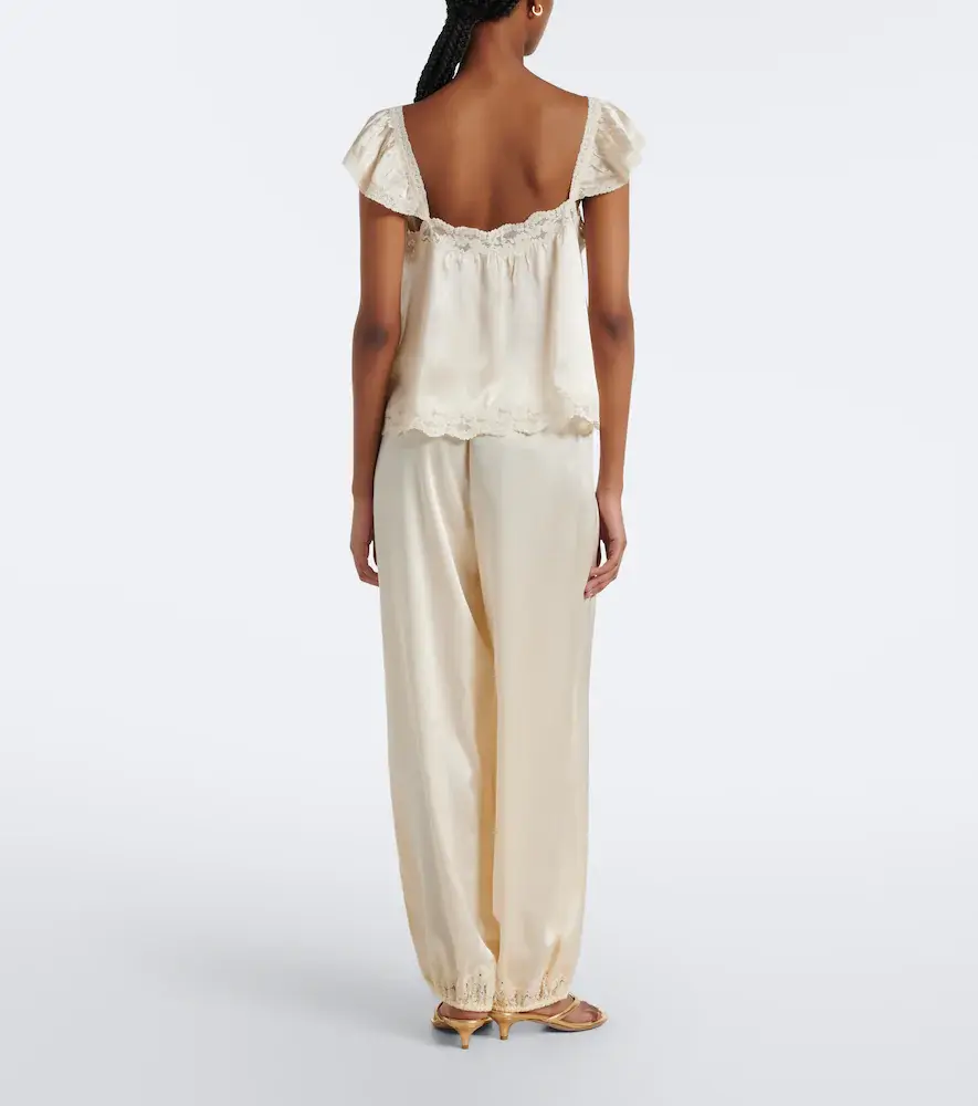 DÔEN Dôen Yaria lace-trimmed silk satin balloon pants | Thumbnail 3
