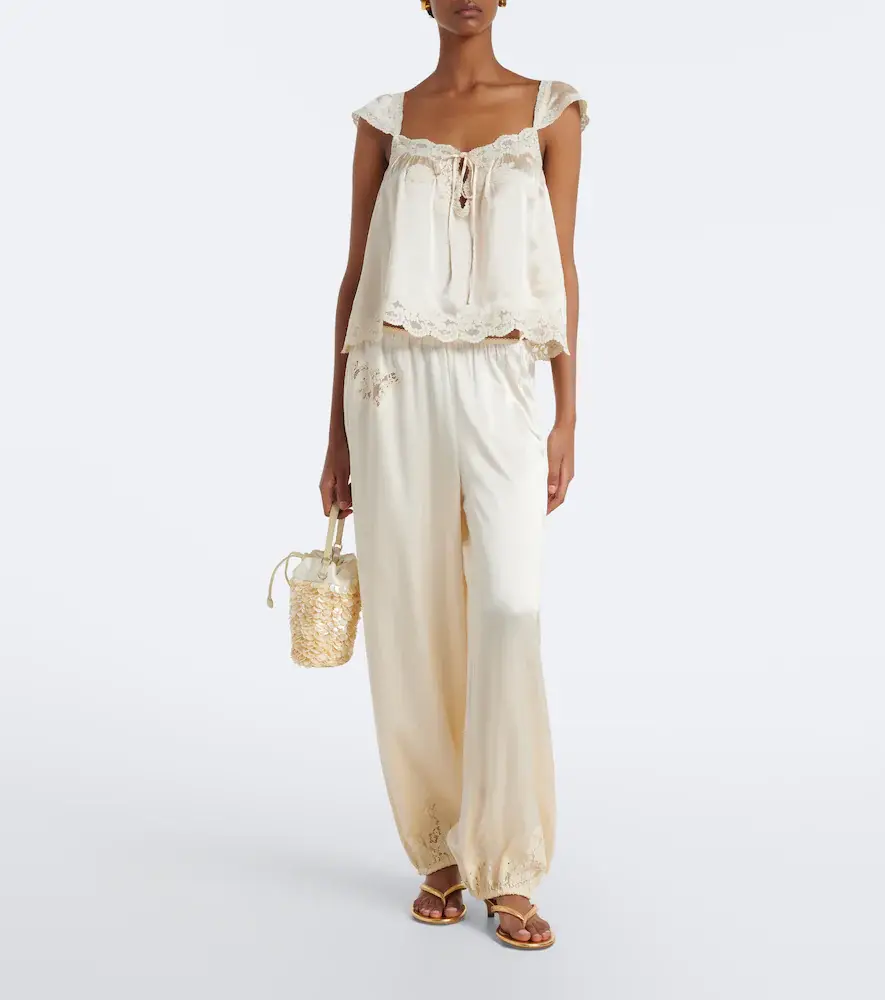DÔEN Dôen Yaria lace-trimmed silk satin balloon pants | Thumbnail 4