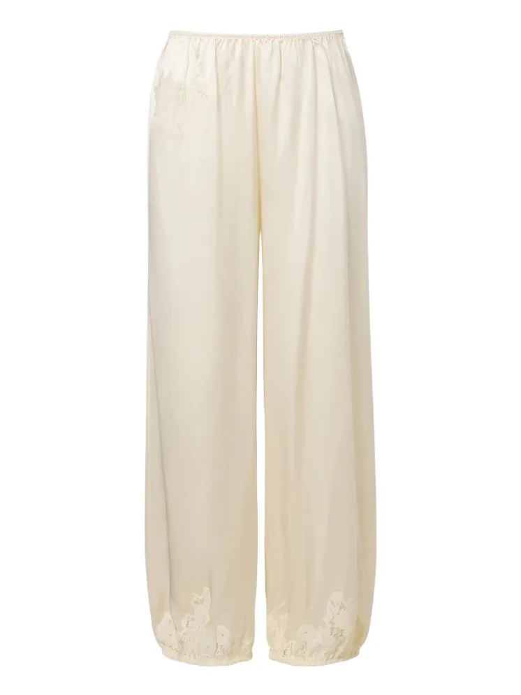 DÔEN Dôen Yaria lace-trimmed silk satin balloon pants
