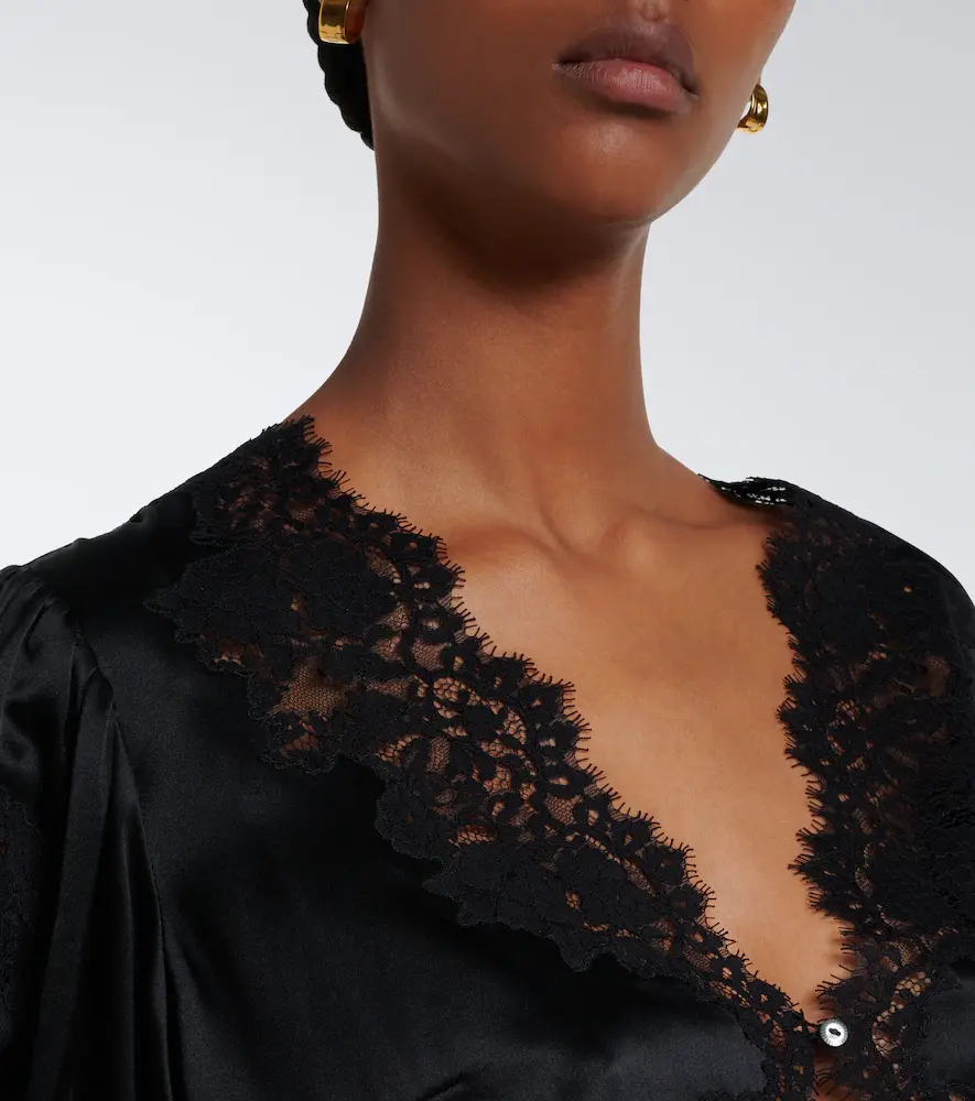DÔEN Dôen Idella lace-trimmed silk satin top | Thumbnail 2