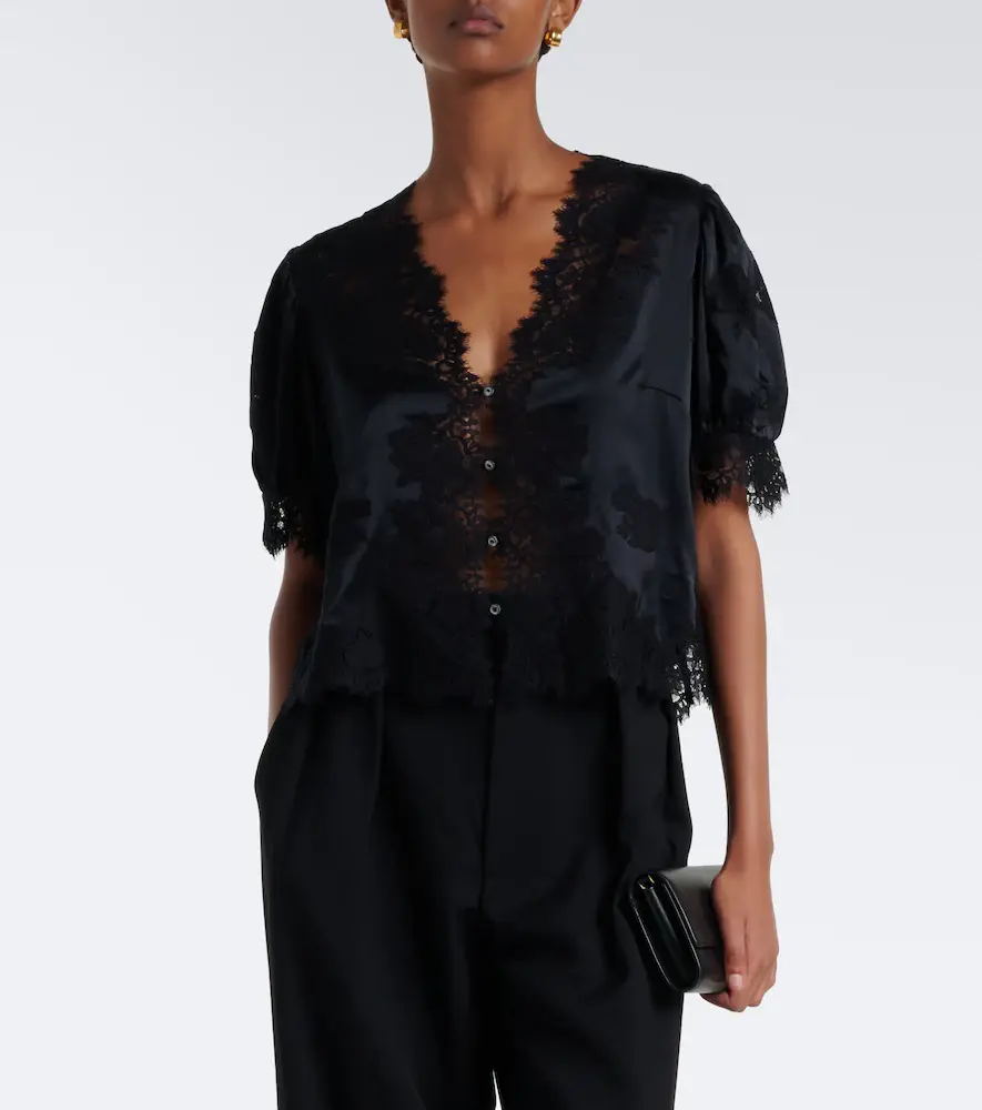 DÔEN Dôen Idella lace-trimmed silk satin top | Thumbnail 4