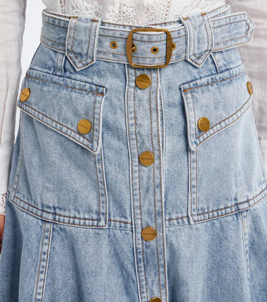 Zimmermann Belted denim midi skirt | Thumbnail 4 Zimmermann Belted denim midi skirt | Thumbnail 4