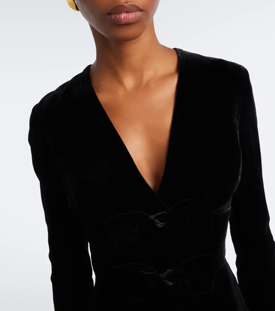 Elie Saab Bow-detail silk-blend velvet gown | Thumbnail 2
