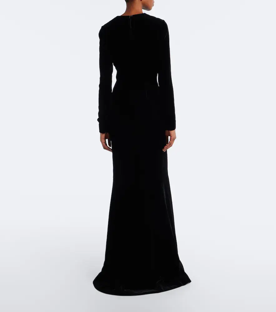 Elie Saab Bow-detail silk-blend velvet gown | Thumbnail 4