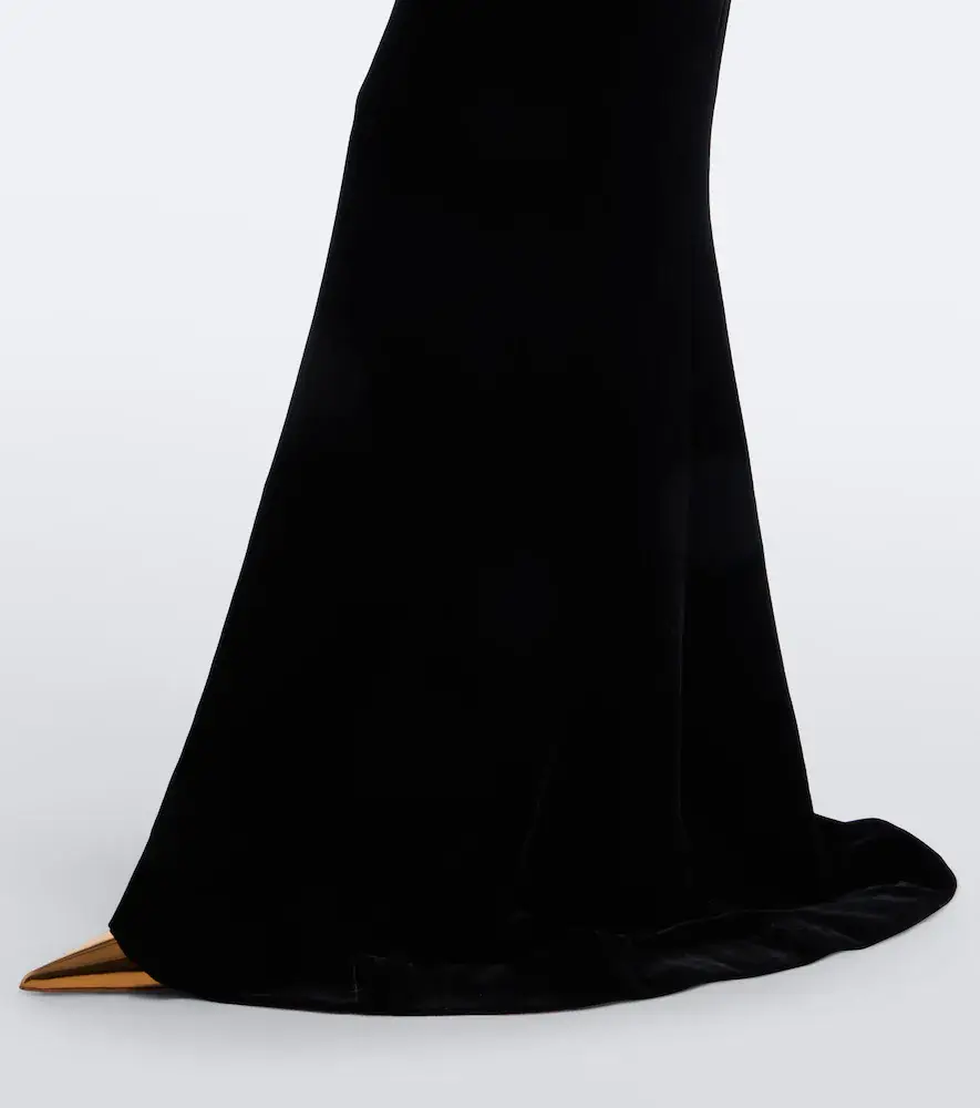 Elie Saab Bow-detail silk-blend velvet gown | Thumbnail 5