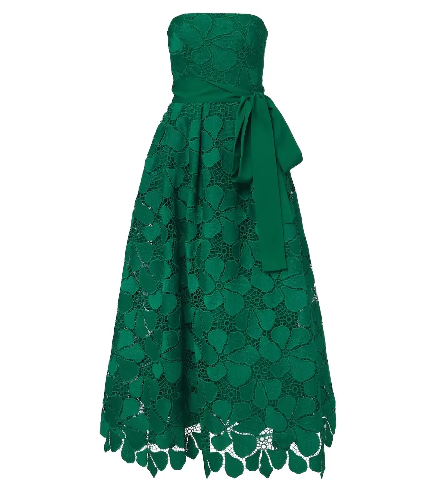 Elie Saab Bow-detail guipure lace bustier gown