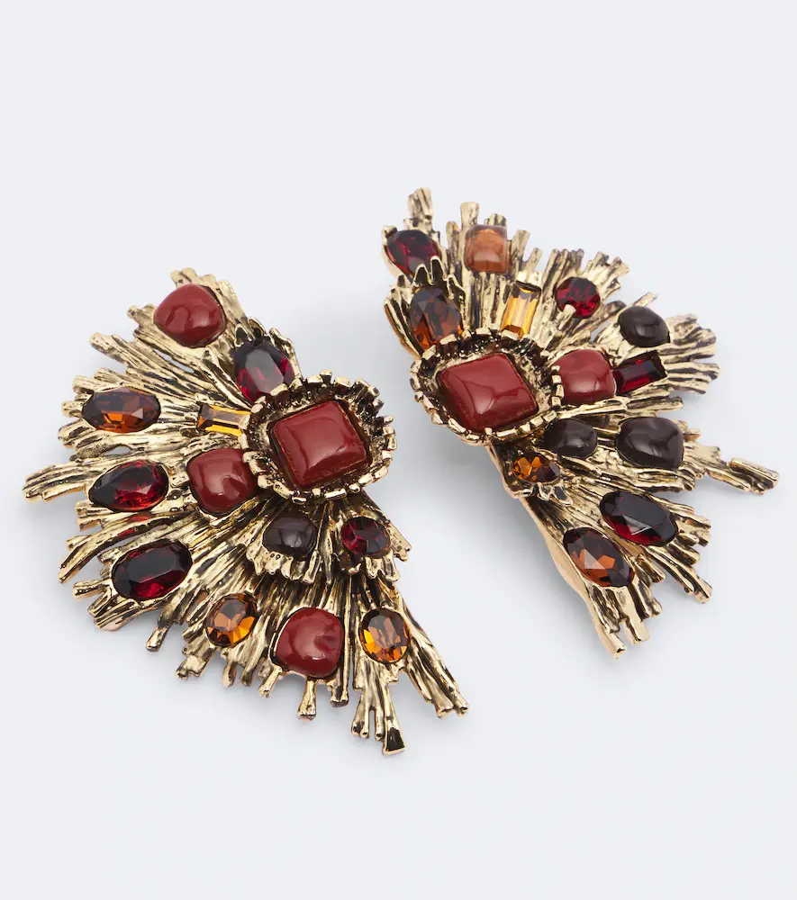 Saint Laurent Sunrise embellished clip-on earrings | Thumbnail 2 Saint Laurent Sunrise embellished clip-on earrings | Thumbnail 2