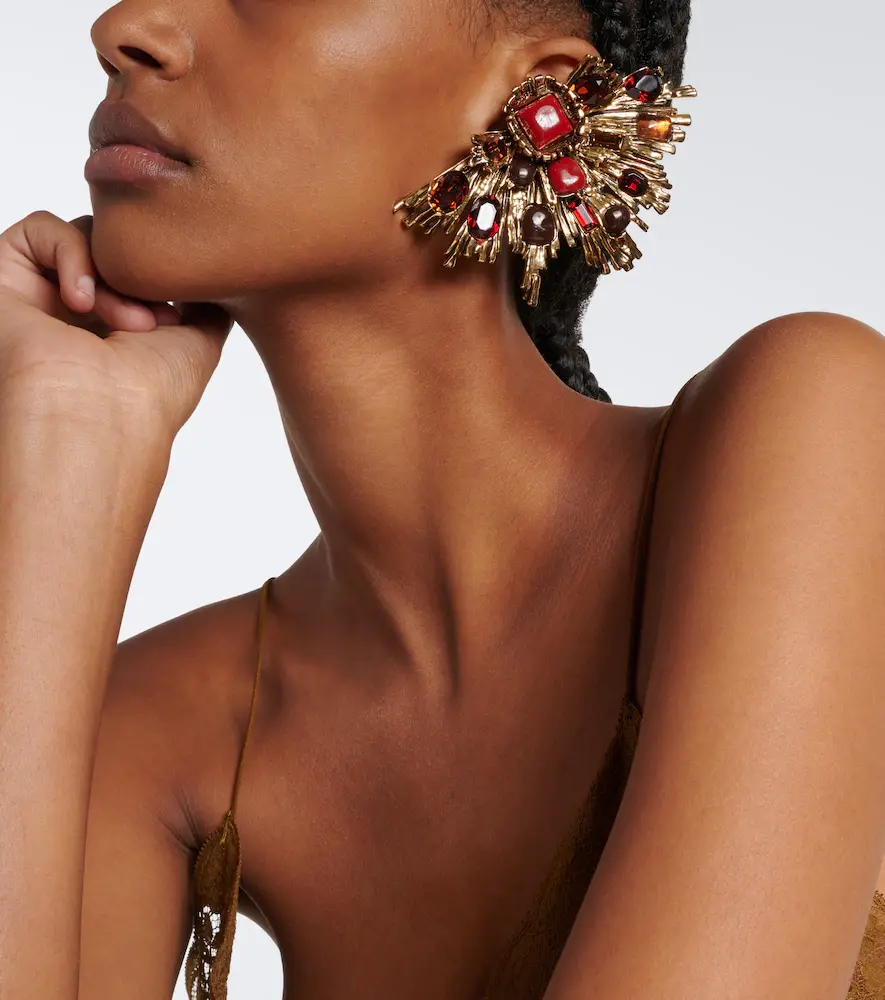 Saint Laurent Sunrise embellished clip-on earrings | Thumbnail 5 Saint Laurent Sunrise embellished clip-on earrings | Thumbnail 5