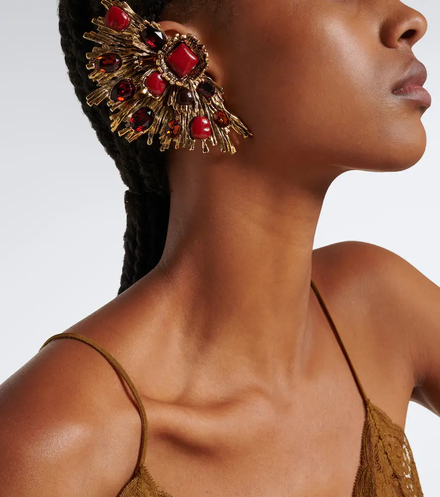 Saint Laurent Sunrise embellished clip-on earrings | Thumbnail 6 Saint Laurent Sunrise embellished clip-on earrings | Thumbnail 6