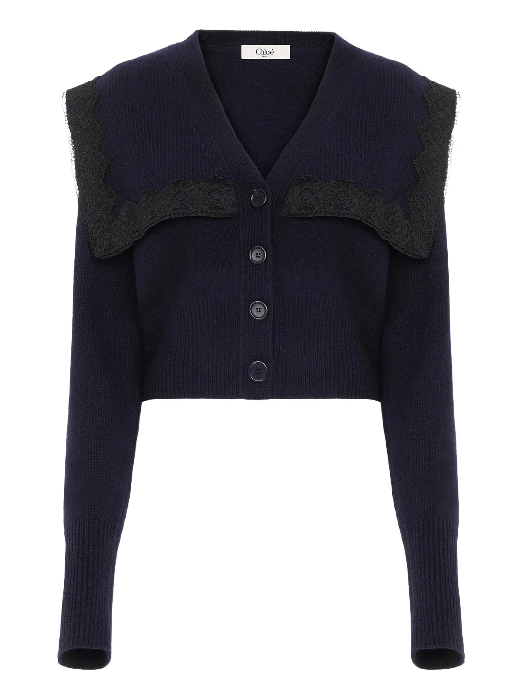 Cropped cardigan in wool, cashmere & lace Cropped cardigan in wool, cashmere & lace