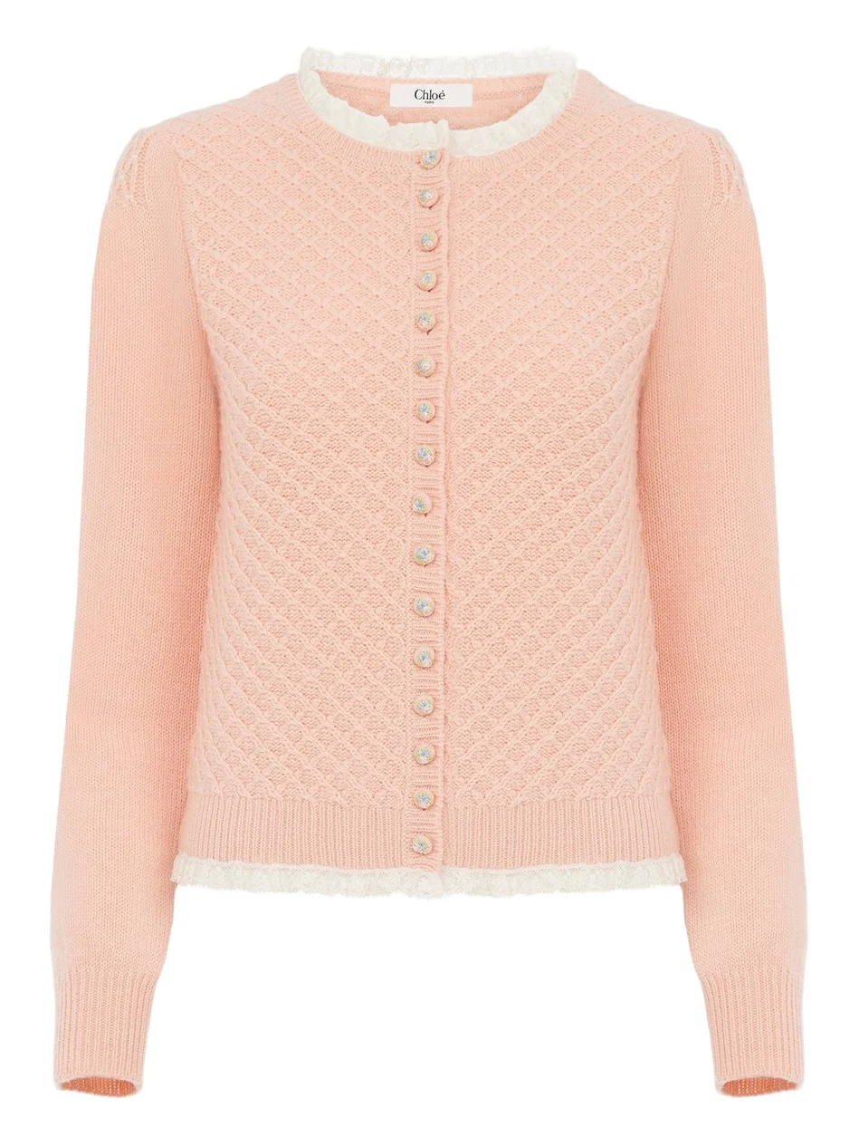 Fitted cardigan in wool, cashmere & lace Fitted cardigan in wool, cashmere & lace