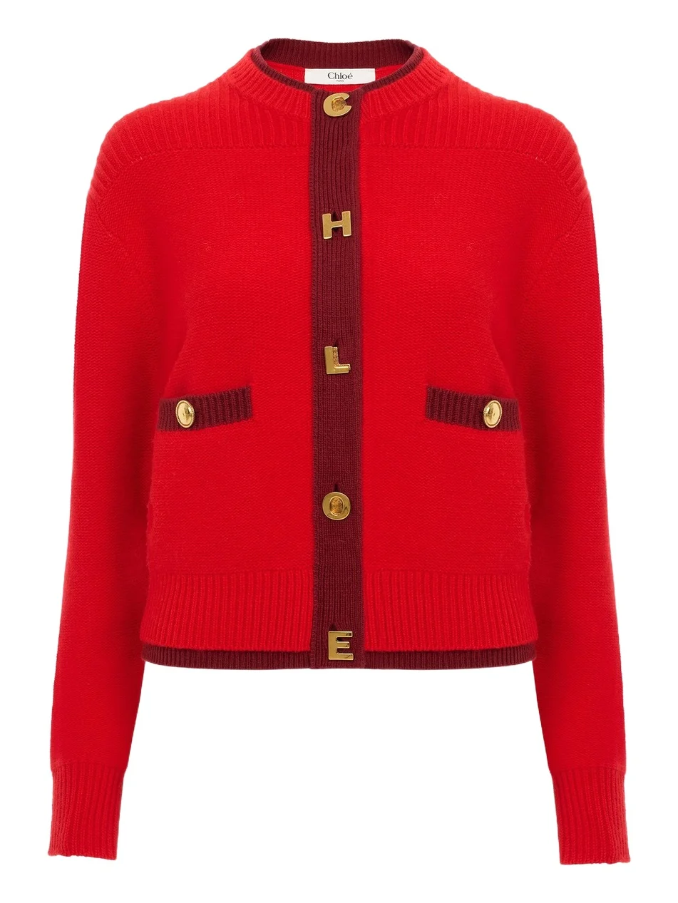 Cropped logo cardigan in a wool & cashmere knit Cropped logo cardigan in a wool & cashmere knit