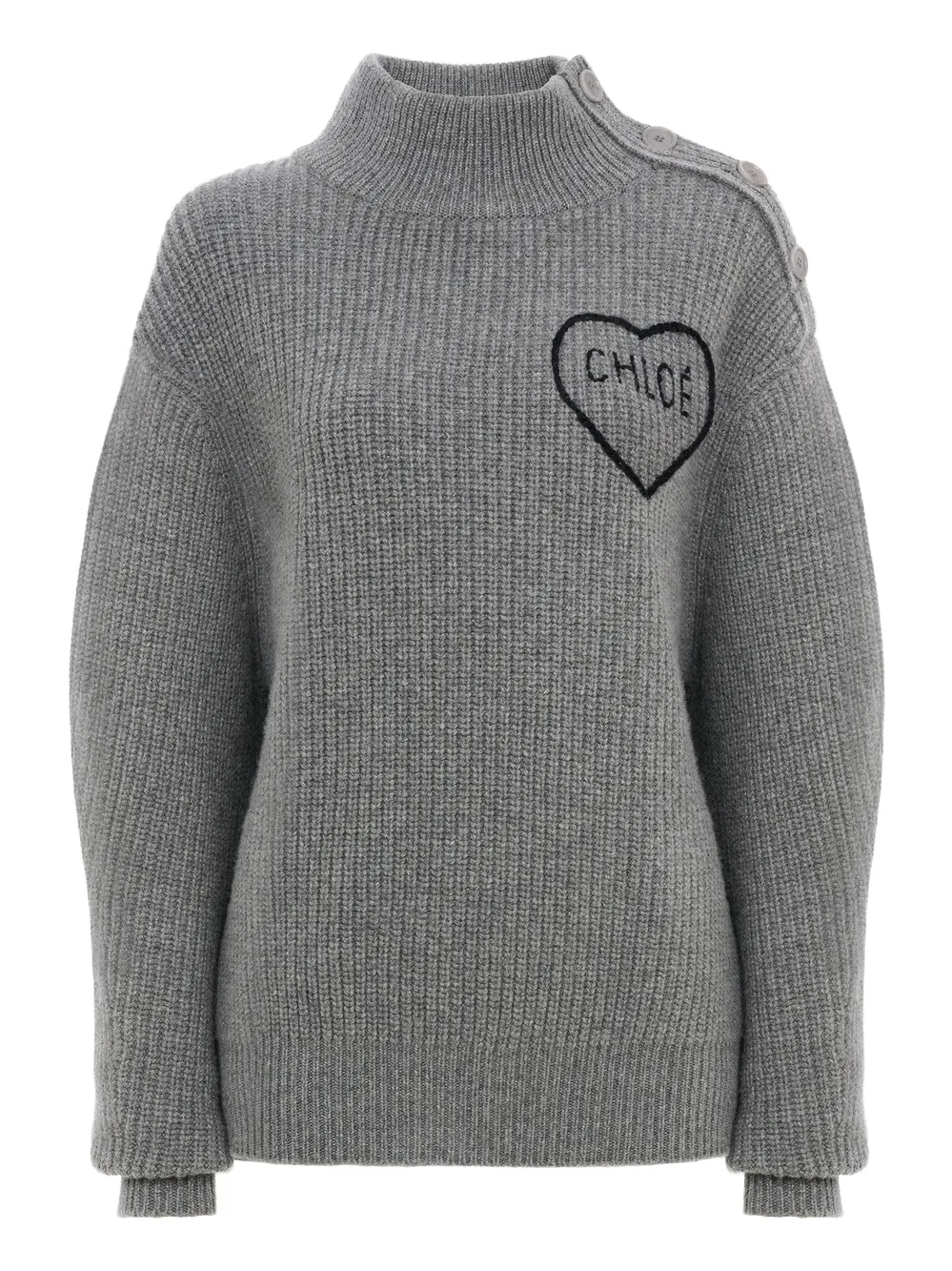 Generous mock-neck logo sweater in a wool & cashmere knit