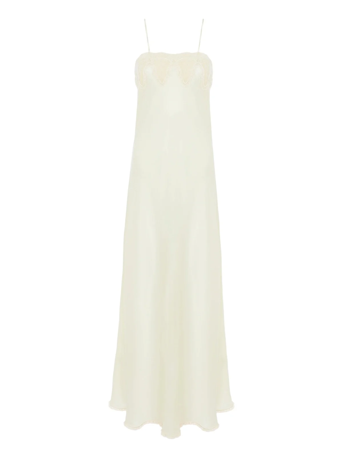 Thin-strap midi dress in washed silk satin & lace Thin-strap midi dress in washed silk satin & lace