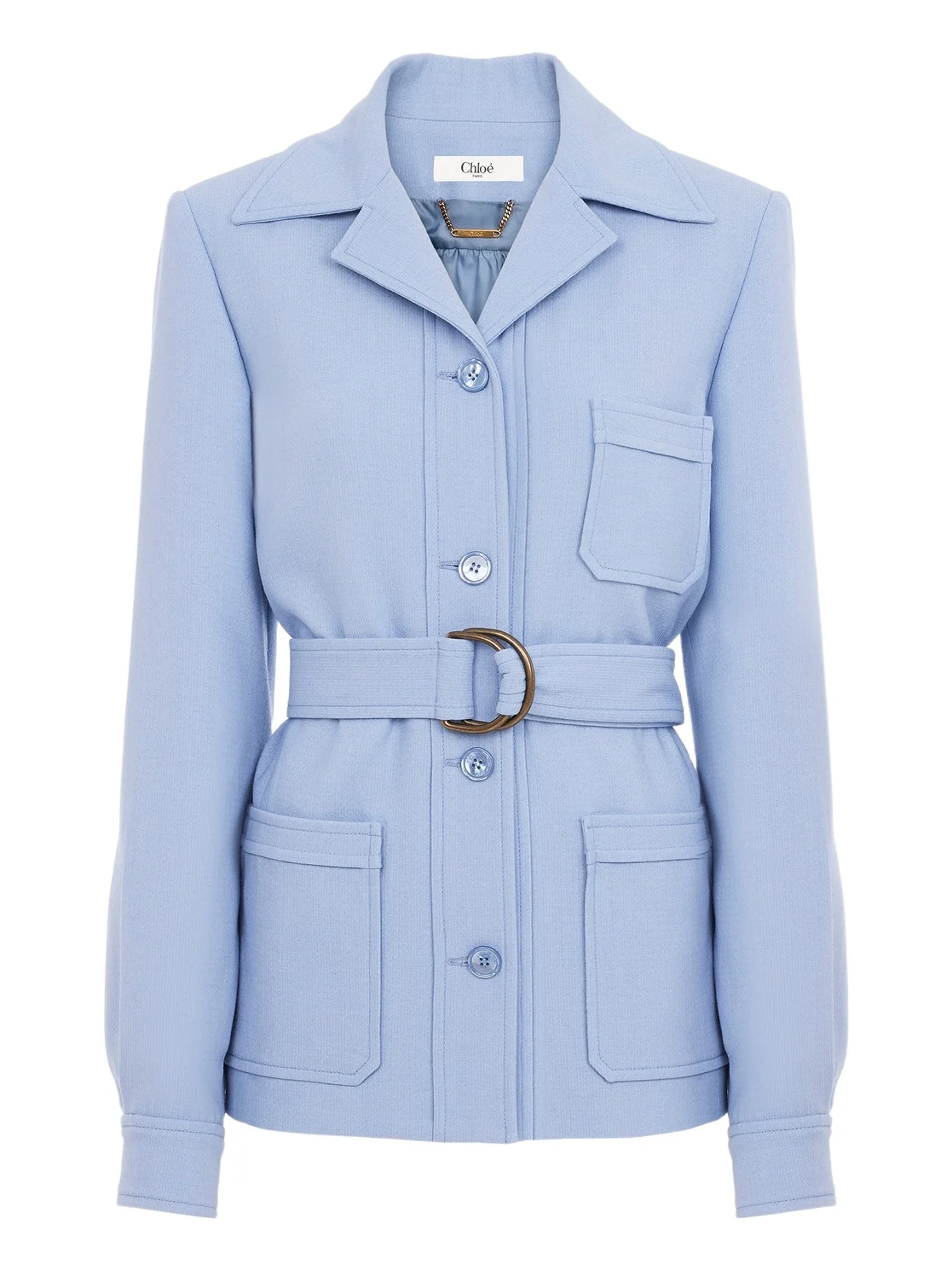 Single-breasted jacket in wool & cotton crêpe