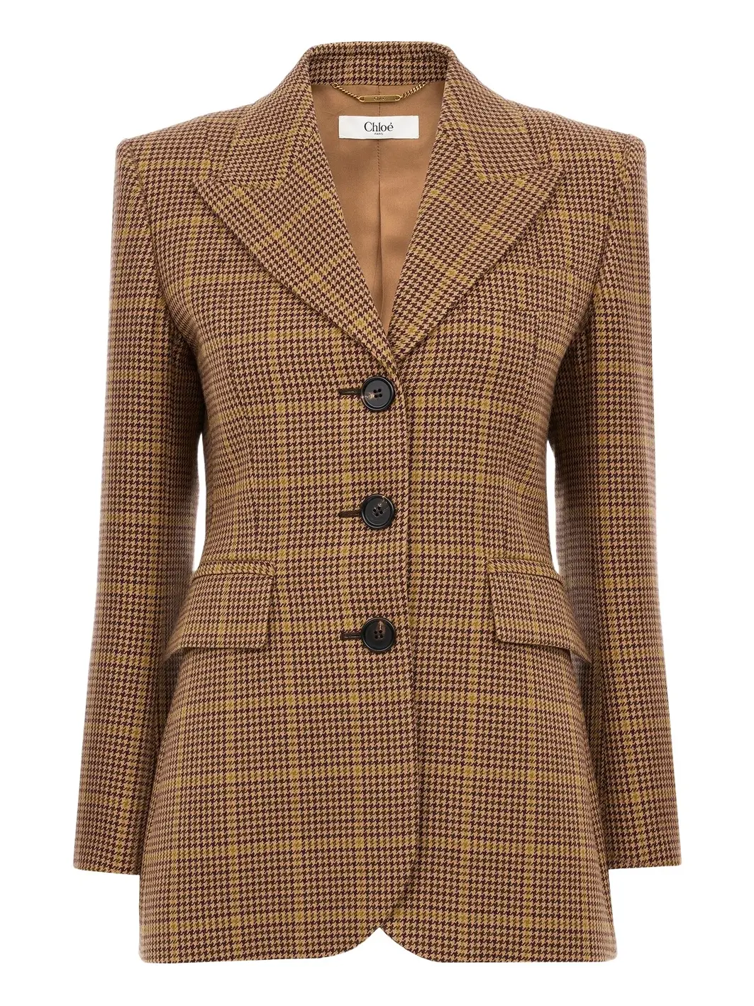 Single-breasted tailored jacket in houndstooth wool