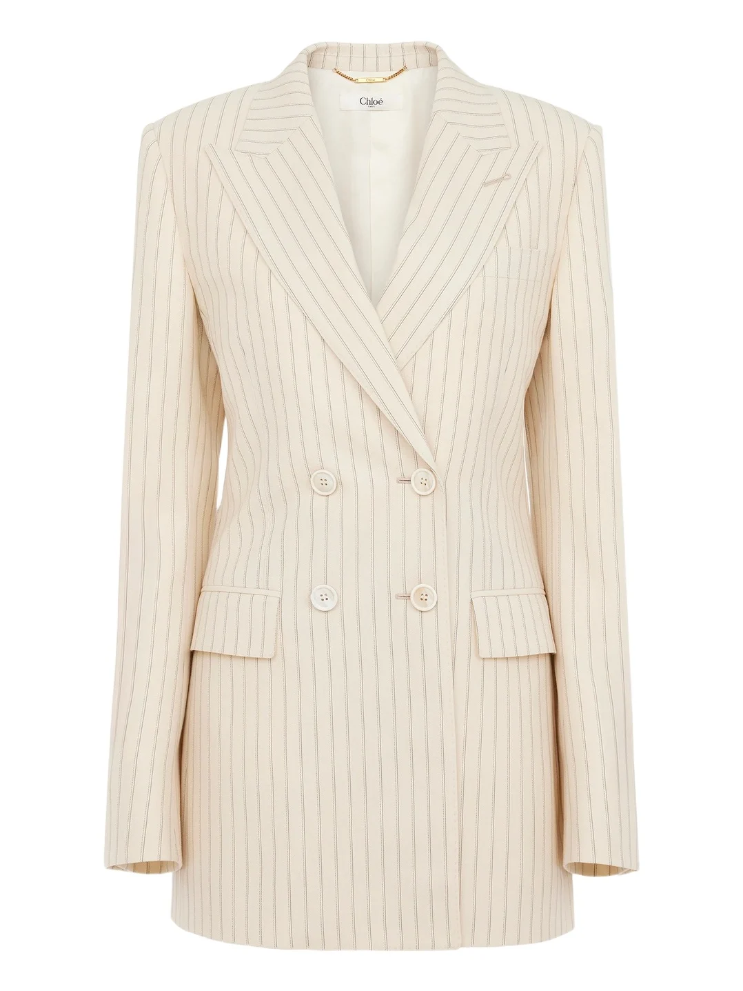 Double-breasted tailored jacket in pinstripe wool