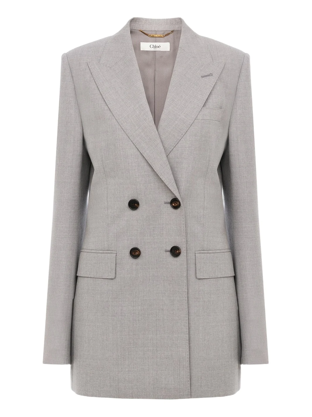 Double-breasted tailored jacket in wool gabardine