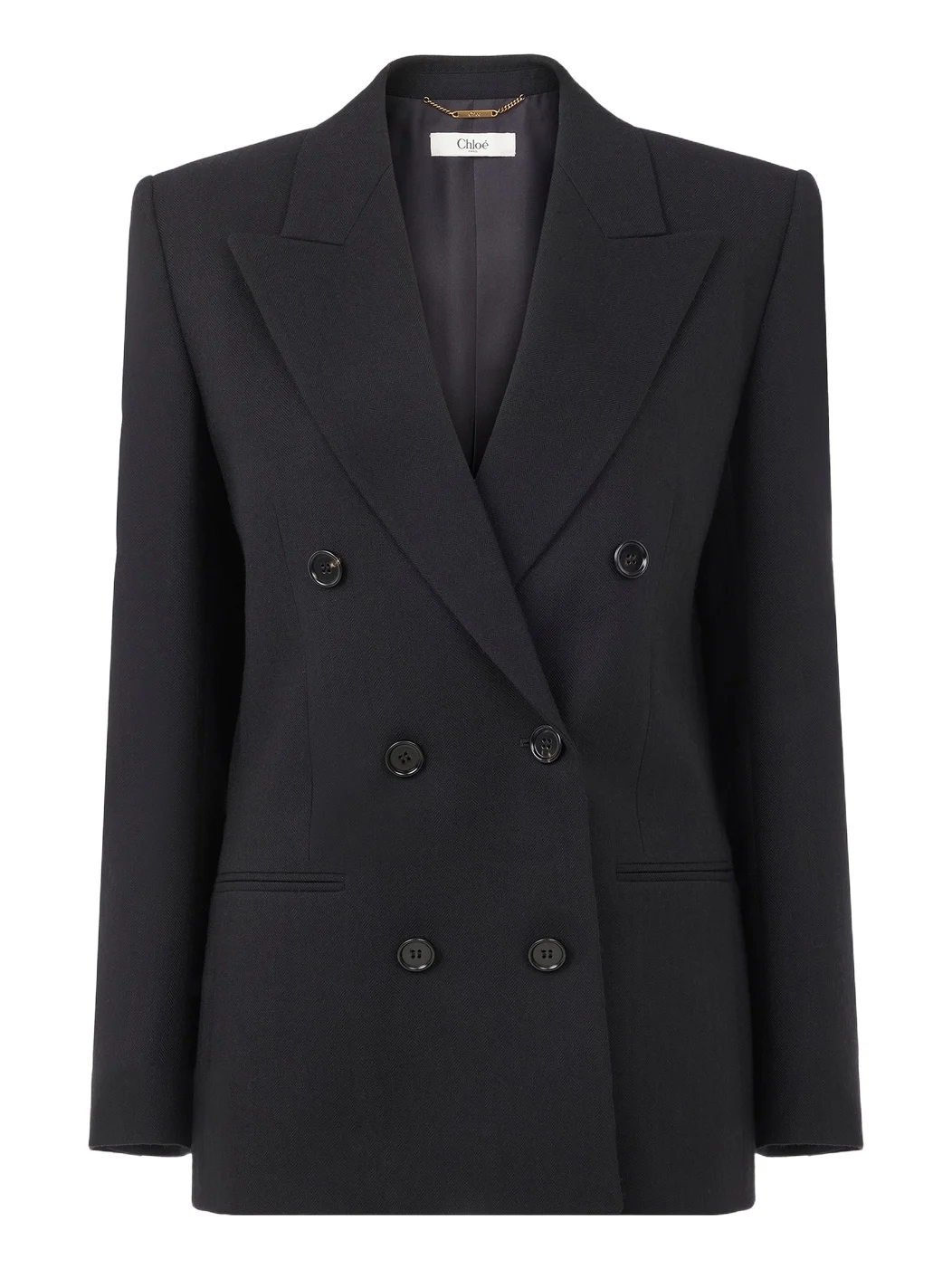 Double-breasted tailored jacket in herringbone wool