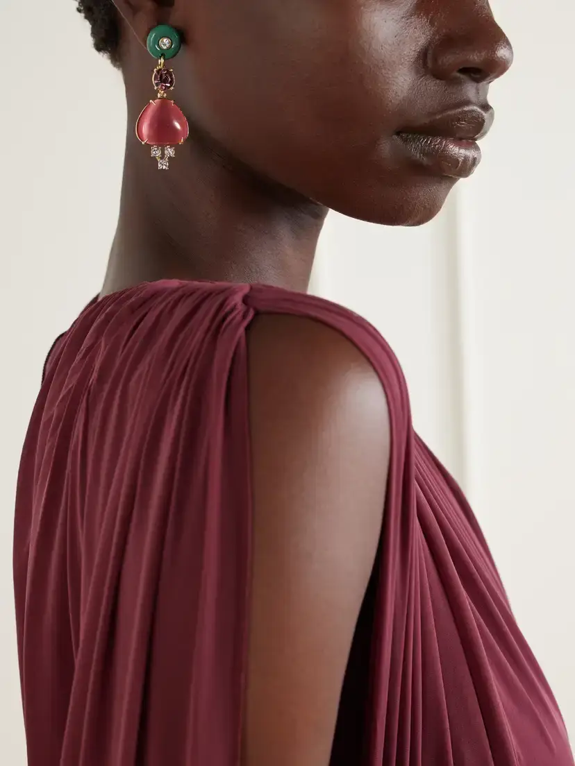 Oscar de la Renta Crystal And Resin Gold-tone Earrings | Thumbnail 2 Oscar de la Renta Crystal And Resin Gold-tone Earrings | Thumbnail 2