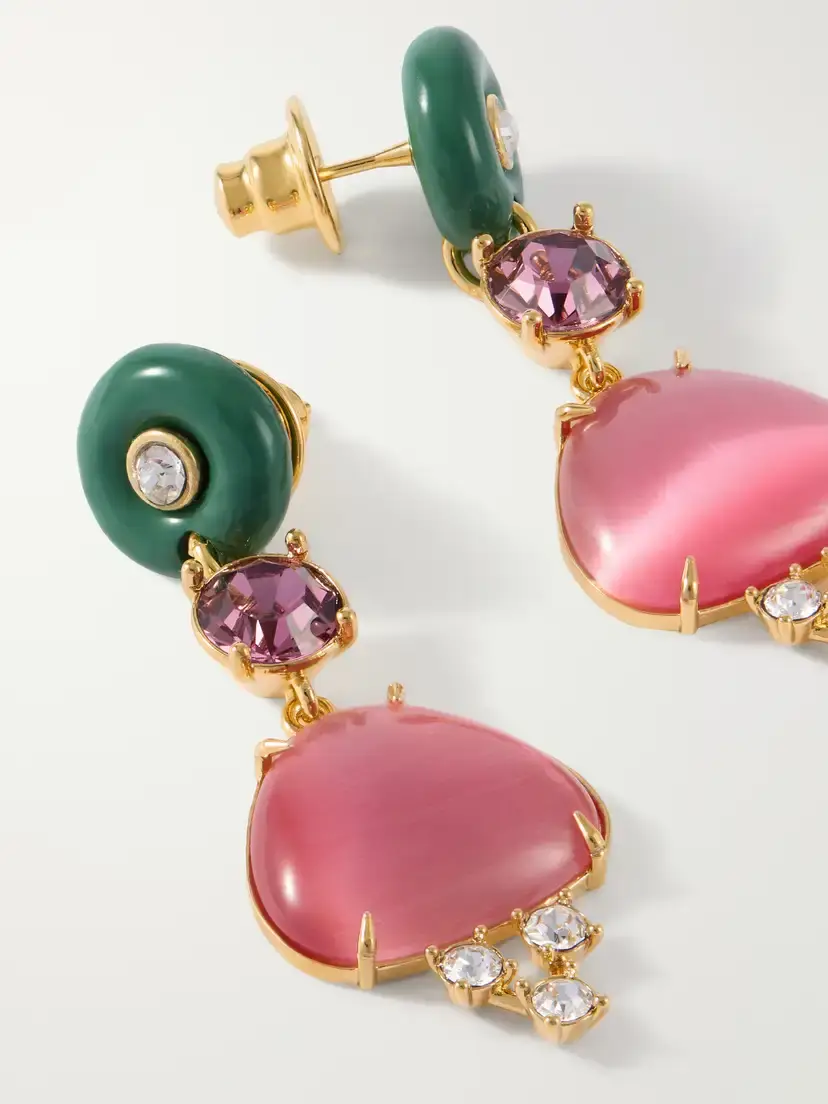 Oscar de la Renta Crystal And Resin Gold-tone Earrings | Thumbnail 3 Oscar de la Renta Crystal And Resin Gold-tone Earrings | Thumbnail 3