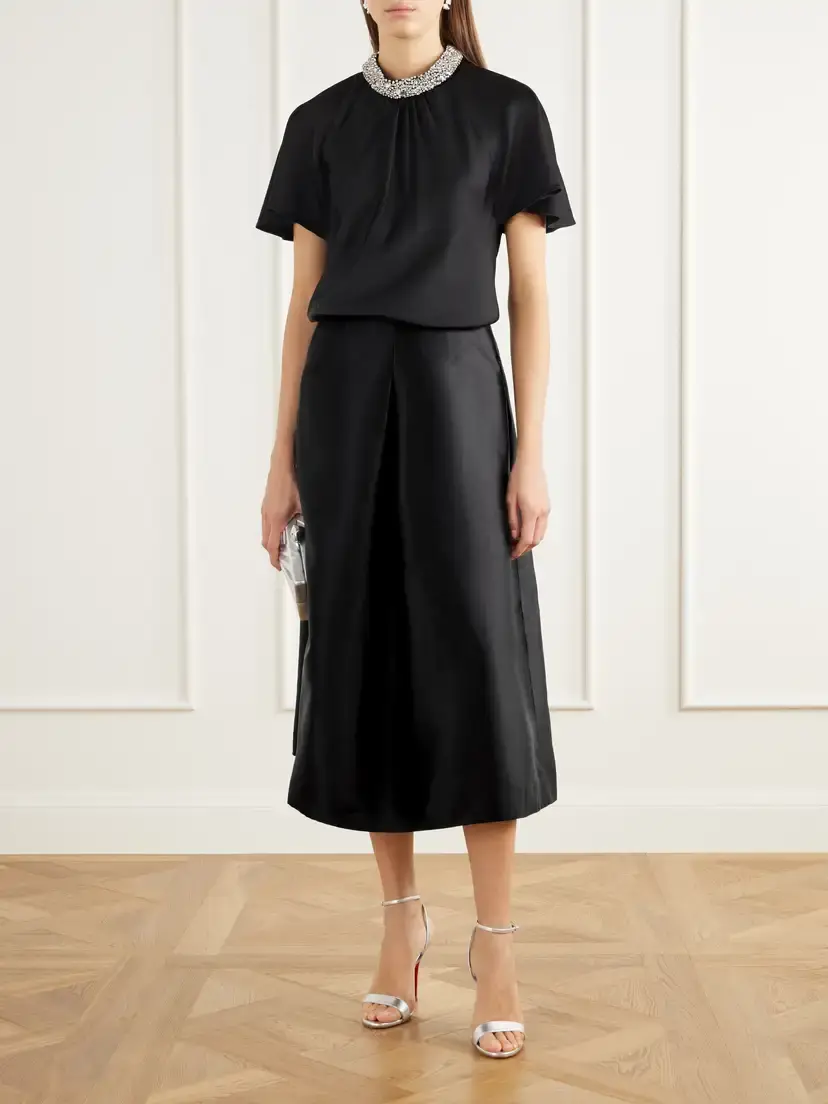 Simkhai Vexa Pleated Duchess-satin Midi Skirt | Thumbnail 2