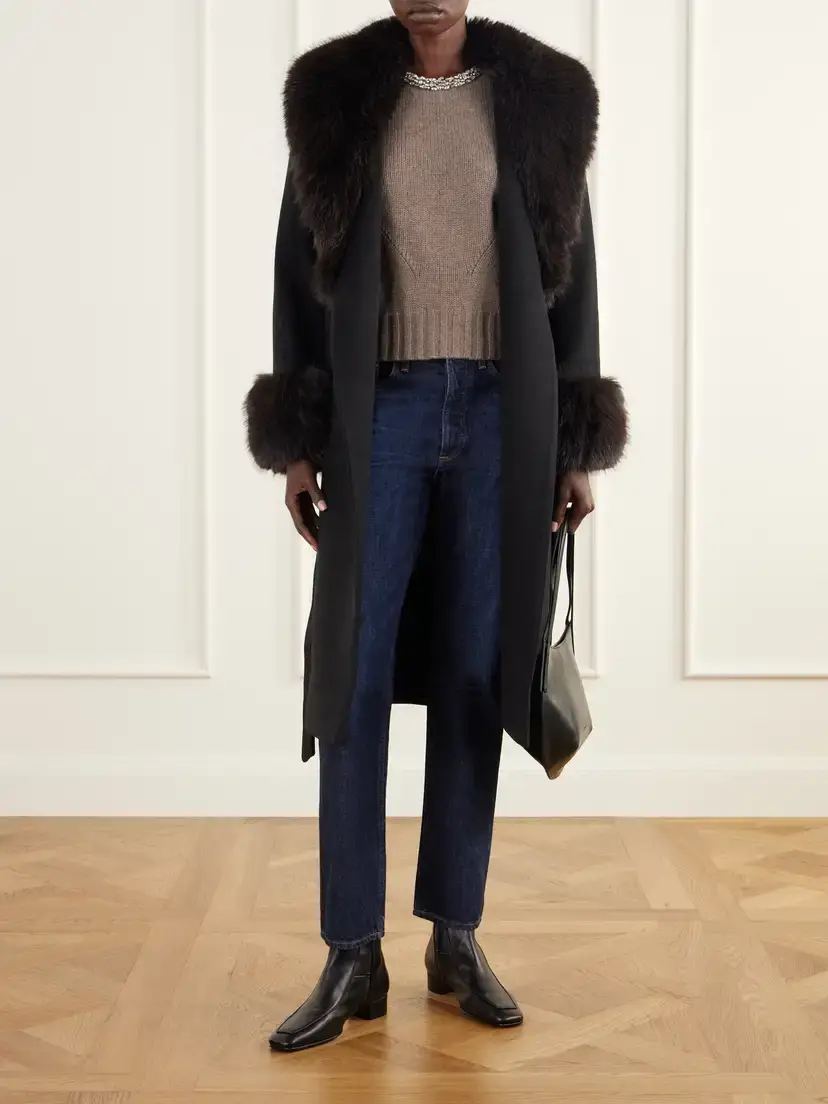 Simkhai Kinsley Belted Plush-trimmed Wool-blend Melton Coat | Thumbnail 2