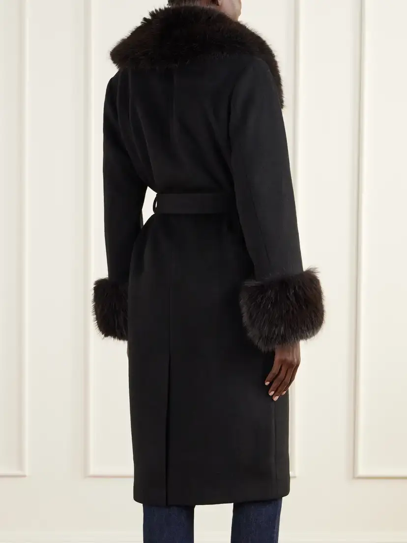 Simkhai Kinsley Belted Plush-trimmed Wool-blend Melton Coat | Thumbnail 4