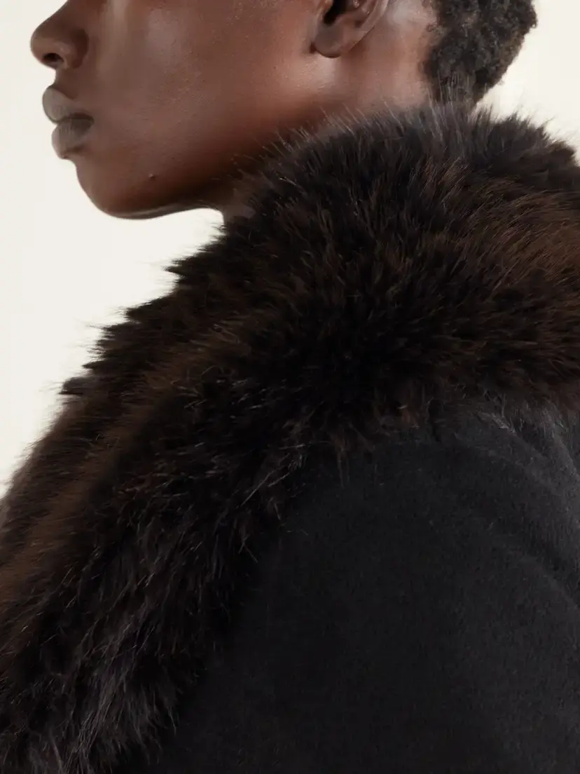 Simkhai Kinsley Belted Plush-trimmed Wool-blend Melton Coat | Thumbnail 5
