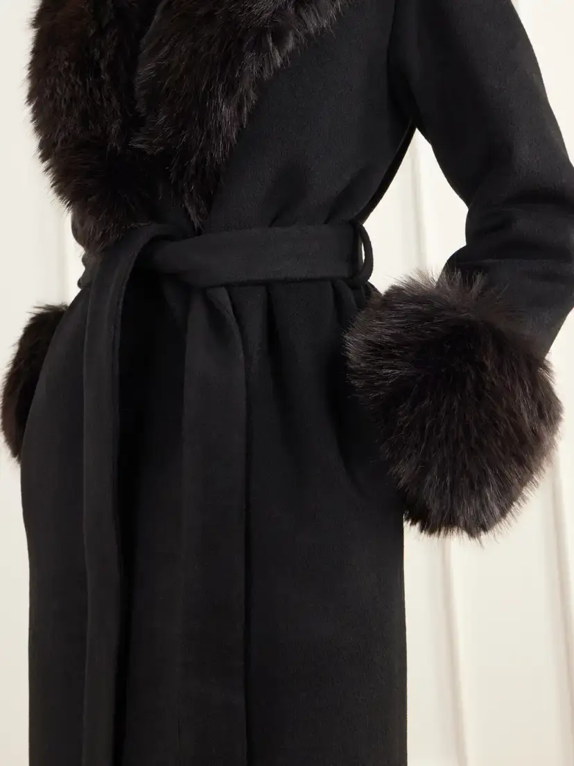 Simkhai Kinsley Belted Plush-trimmed Wool-blend Melton Coat | Thumbnail 6