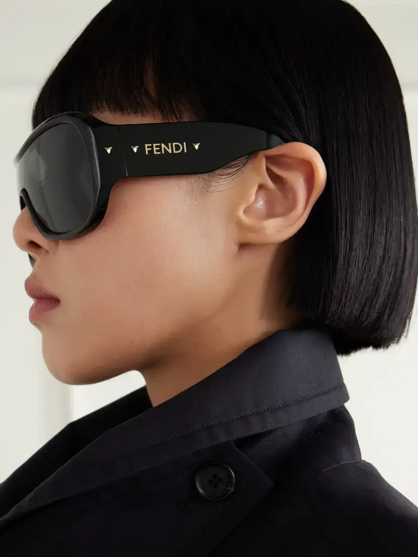 FENDI EYEWEAR Screen Shield Aviator-style Acetate Sunglasses | Thumbnail 5