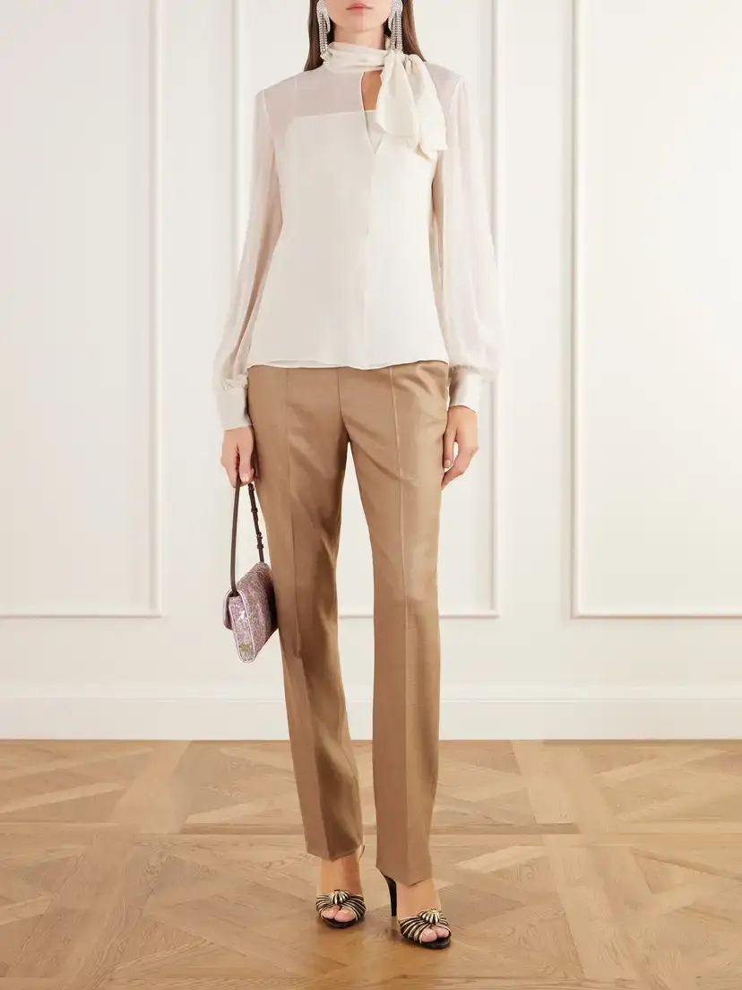 Valentino Garavani Bow-detailed Silk-georgette Blouse | Thumbnail 2