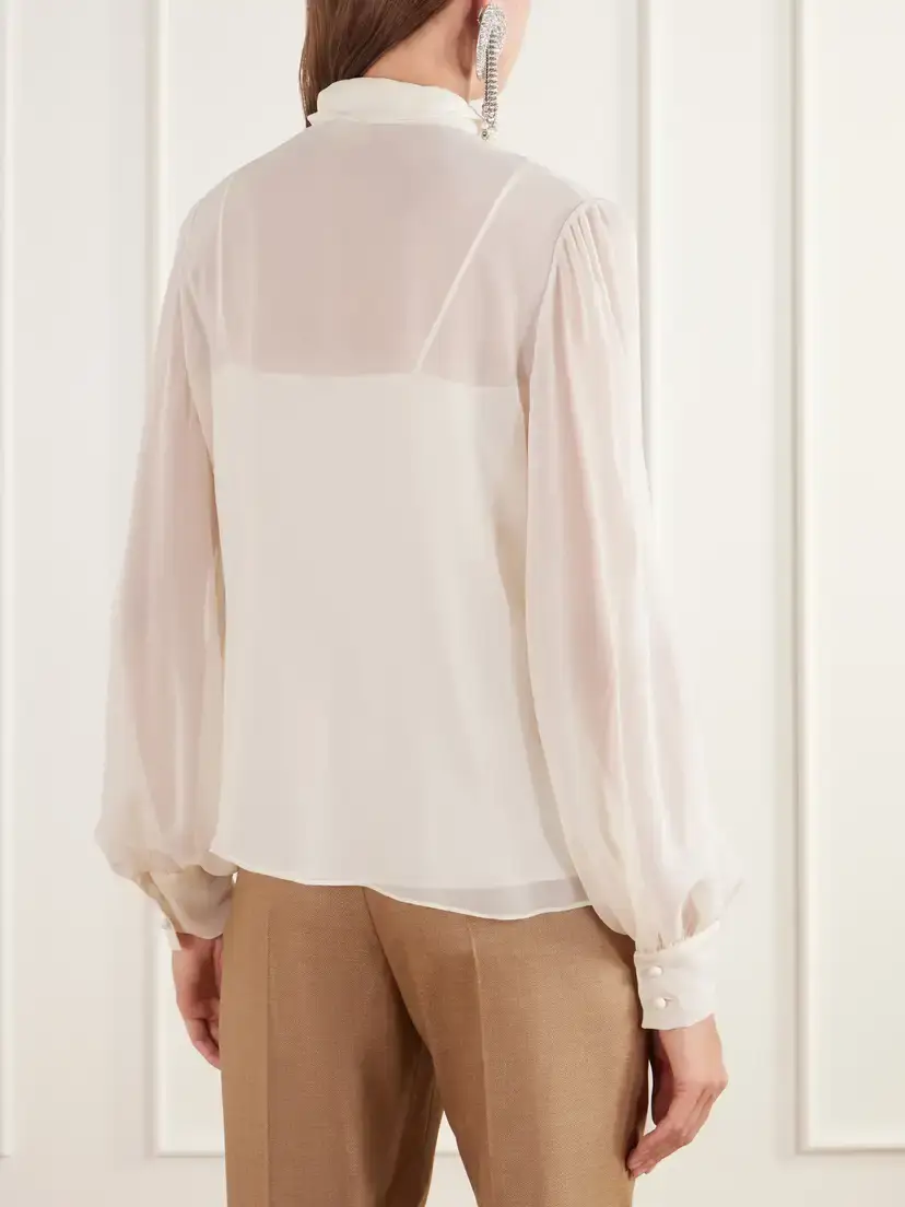 Valentino Garavani Bow-detailed Silk-georgette Blouse | Thumbnail 3