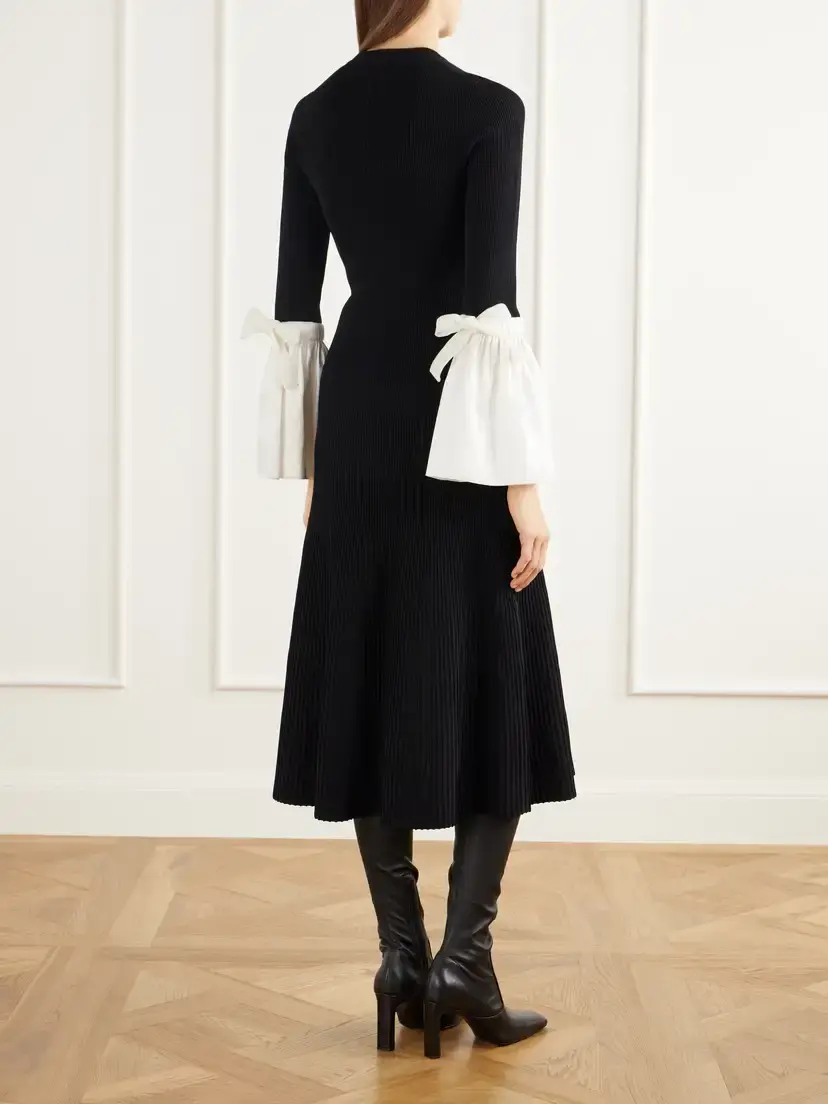 Simkhai Maelle Ribbed Taffeta-trimmed Jersey Midi Dress | Thumbnail 3 Simkhai Maelle Ribbed Taffeta-trimmed Jersey Midi Dress | Thumbnail 3