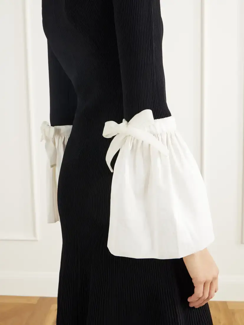 Simkhai Maelle Ribbed Taffeta-trimmed Jersey Midi Dress | Thumbnail 4 Simkhai Maelle Ribbed Taffeta-trimmed Jersey Midi Dress | Thumbnail 4