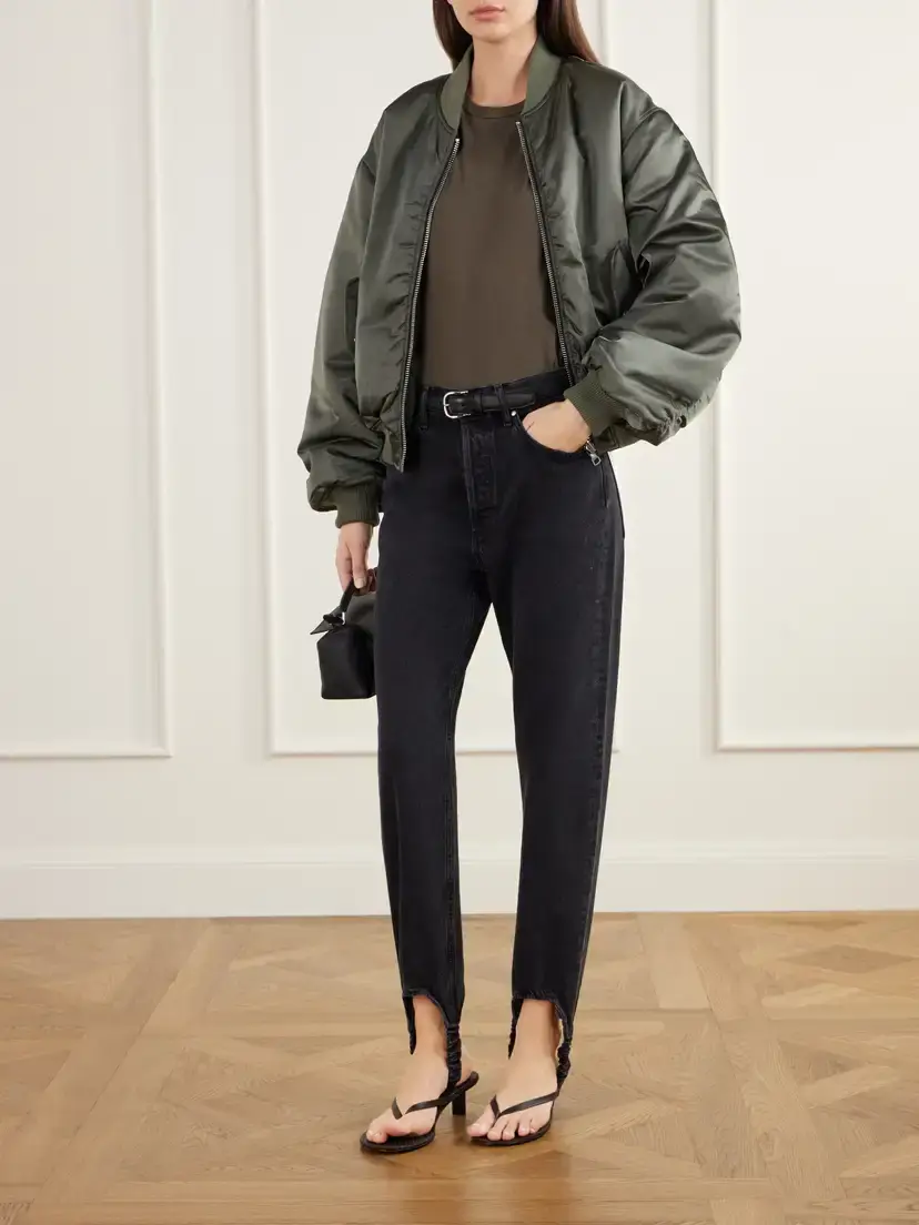AGOLDE Frankie Reversible Plush And Satin Shell Bomber Jacket | Thumbnail 2 AGOLDE Frankie Reversible Plush And Satin Shell Bomber Jacket | Thumbnail 2