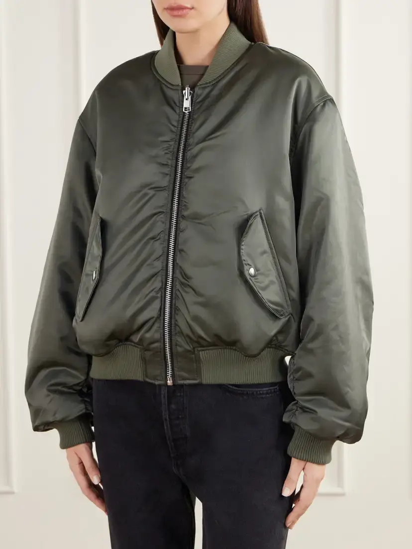 AGOLDE Frankie Reversible Plush And Satin Shell Bomber Jacket | Thumbnail 3 AGOLDE Frankie Reversible Plush And Satin Shell Bomber Jacket | Thumbnail 3