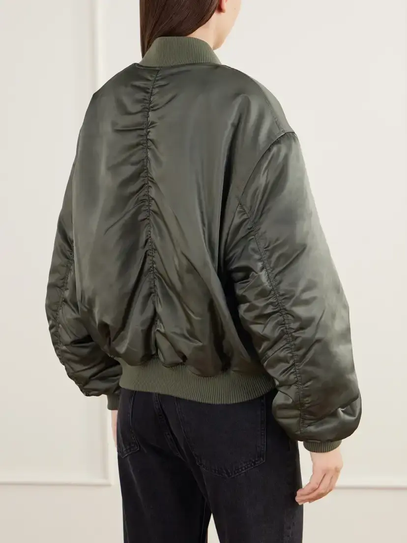 AGOLDE Frankie Reversible Plush And Satin Shell Bomber Jacket | Thumbnail 4 AGOLDE Frankie Reversible Plush And Satin Shell Bomber Jacket | Thumbnail 4