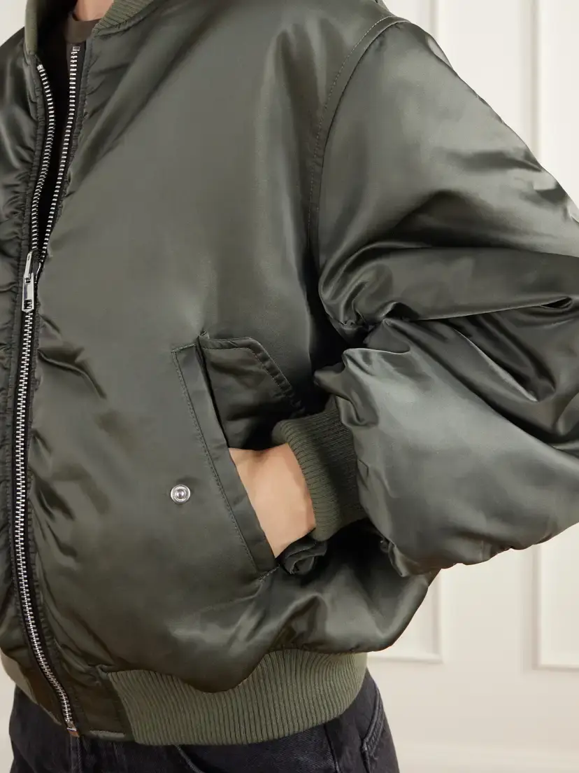 AGOLDE Frankie Reversible Plush And Satin Shell Bomber Jacket | Thumbnail 5 AGOLDE Frankie Reversible Plush And Satin Shell Bomber Jacket | Thumbnail 5