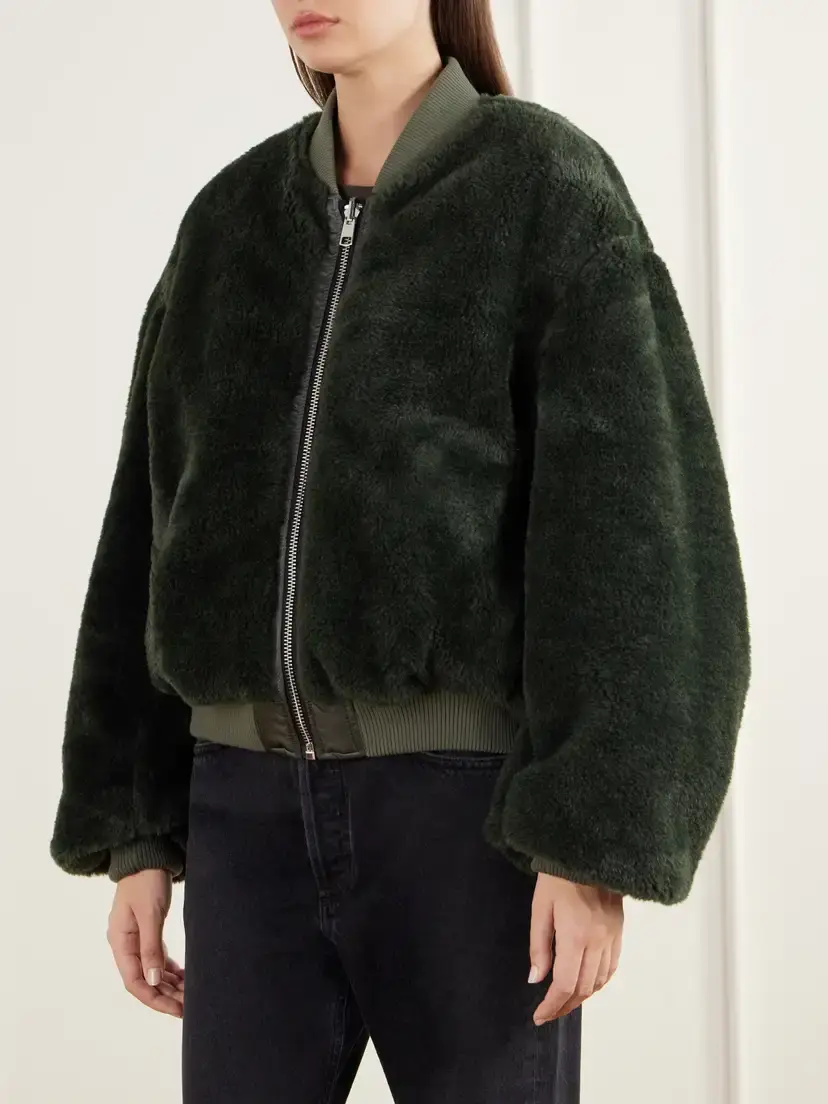 AGOLDE Frankie Reversible Plush And Satin Shell Bomber Jacket | Thumbnail 6 AGOLDE Frankie Reversible Plush And Satin Shell Bomber Jacket | Thumbnail 6