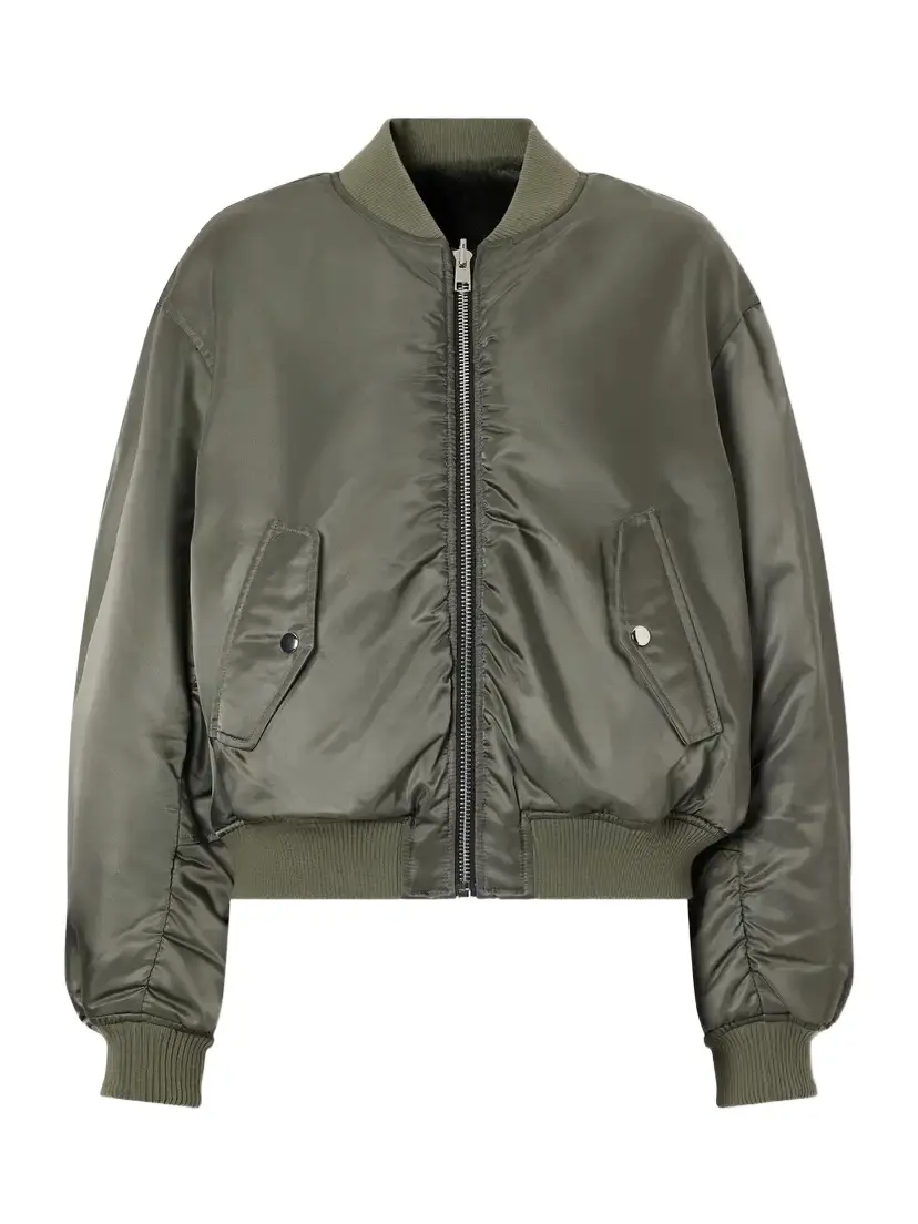 AGOLDE Frankie Reversible Plush And Satin Shell Bomber Jacket