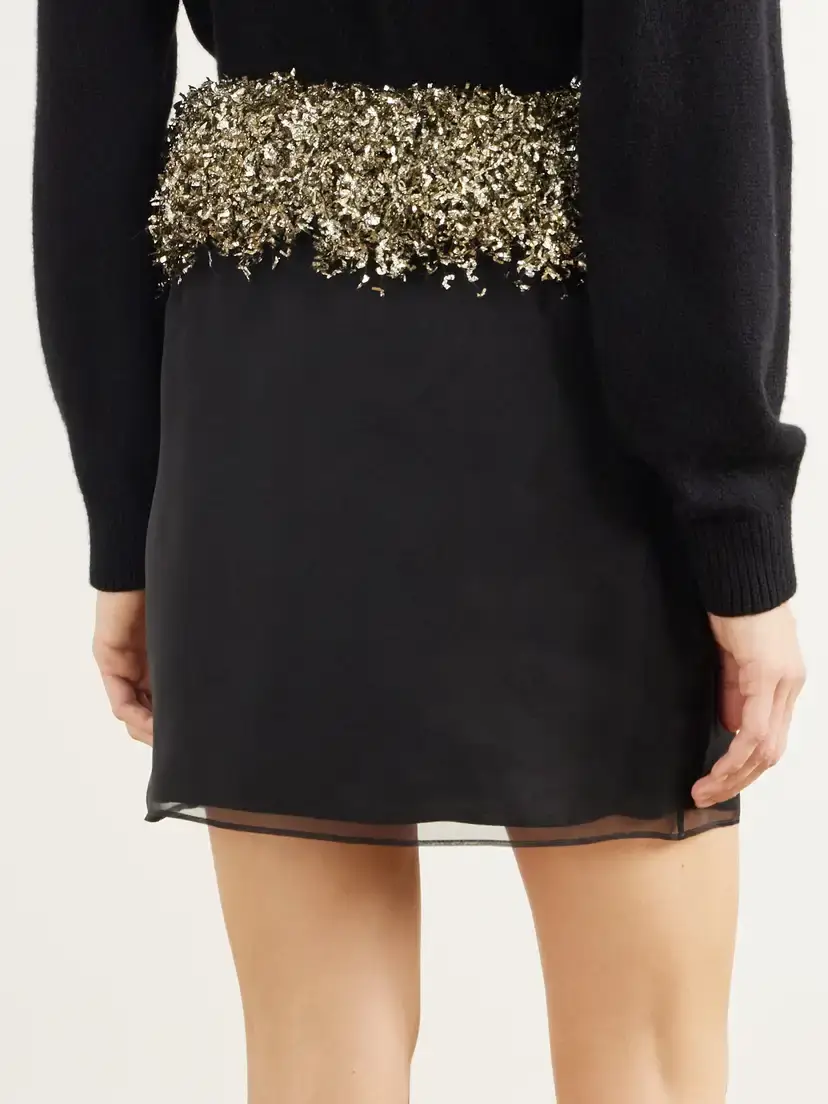 LIBEROWE Fringe-trimmed Silk-organza Mini Skirt | Thumbnail 4