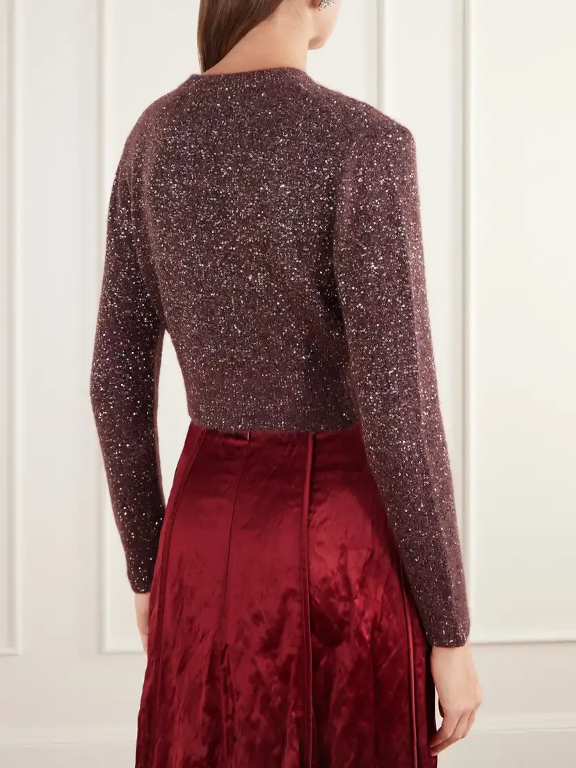 Erdem Crystal-embellished Cropped Sequined Alpaca-blend Cardigan | Thumbnail 3 Erdem Crystal-embellished Cropped Sequined Alpaca-blend Cardigan | Thumbnail 3
