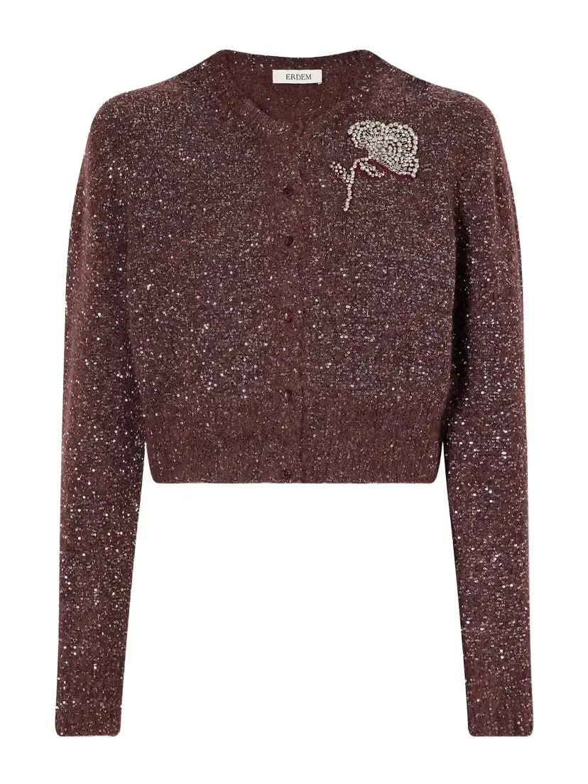 Crystal-embellished Cropped Sequined Alpaca-blend Cardigan Crystal-embellished Cropped Sequined Alpaca-blend Cardigan